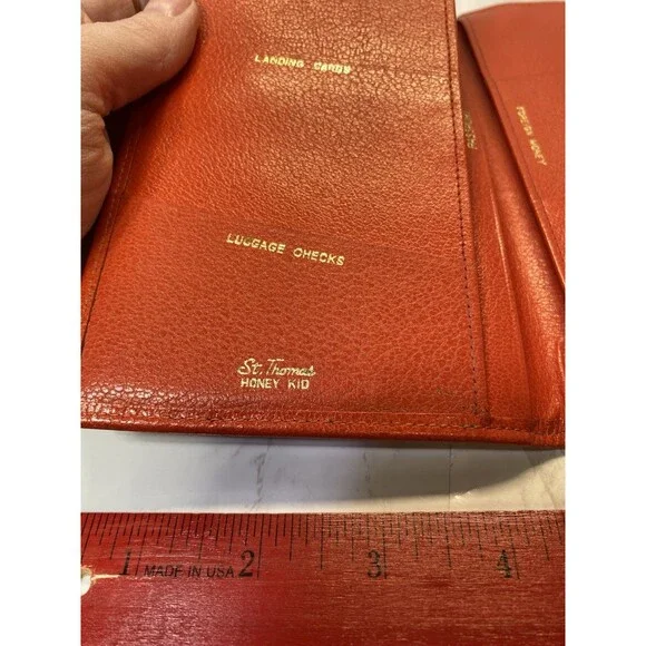 St. Thomas Vintage Honey Kid Red Leather Wallet READ - Picture 5 of 7